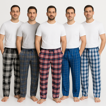 Pack of 5 Aero Deck Checkered Cotton Trouser – Random Colors