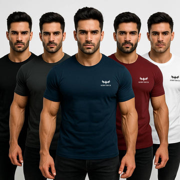 Pack of 5 Aero Deck Cotton Jersey T-Shirts – Random Colors